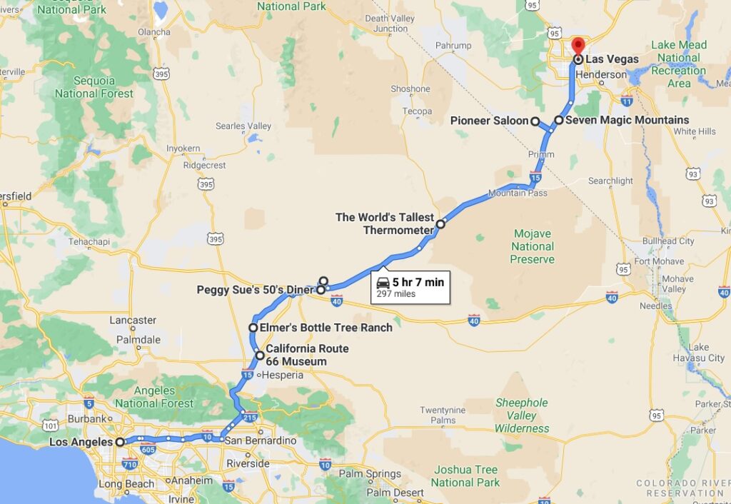 L.A. To Las Vegas Road Map