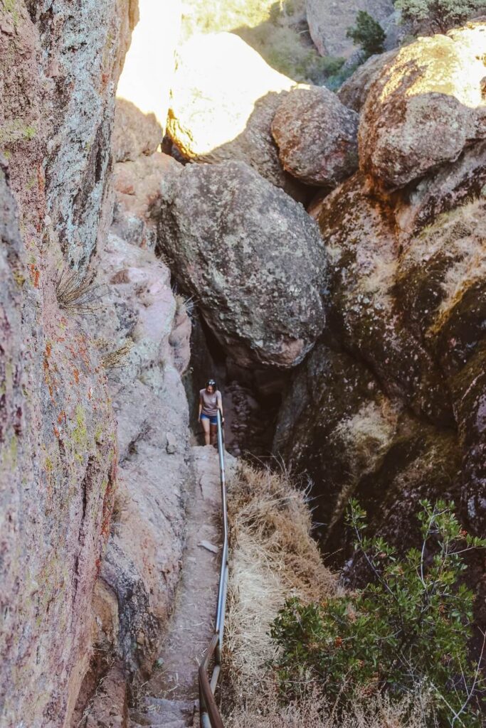 Hiking the Bear Gulch Cave Trail at Pinnacles National Park.