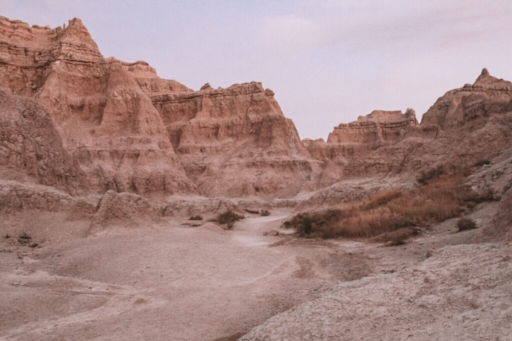 Dusk seen from the Notch Trail at Badlands National Park.