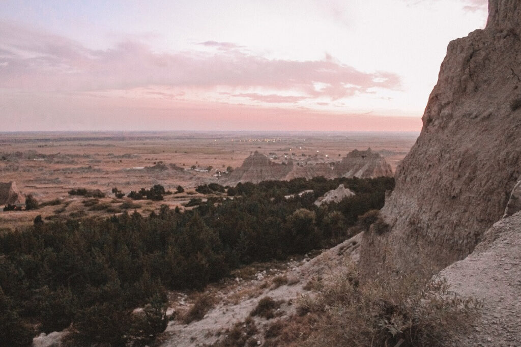A view over Badlands National Park seen from an overlook at the end of The Notch Trail.