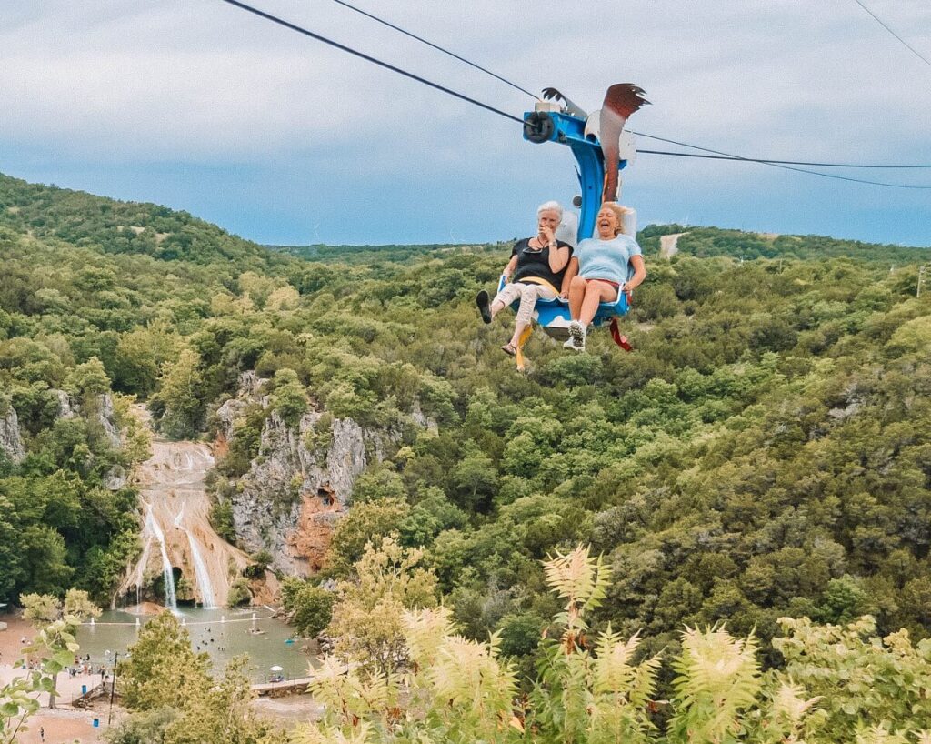 Ziplining at Turner Falls Park, Oklahoma