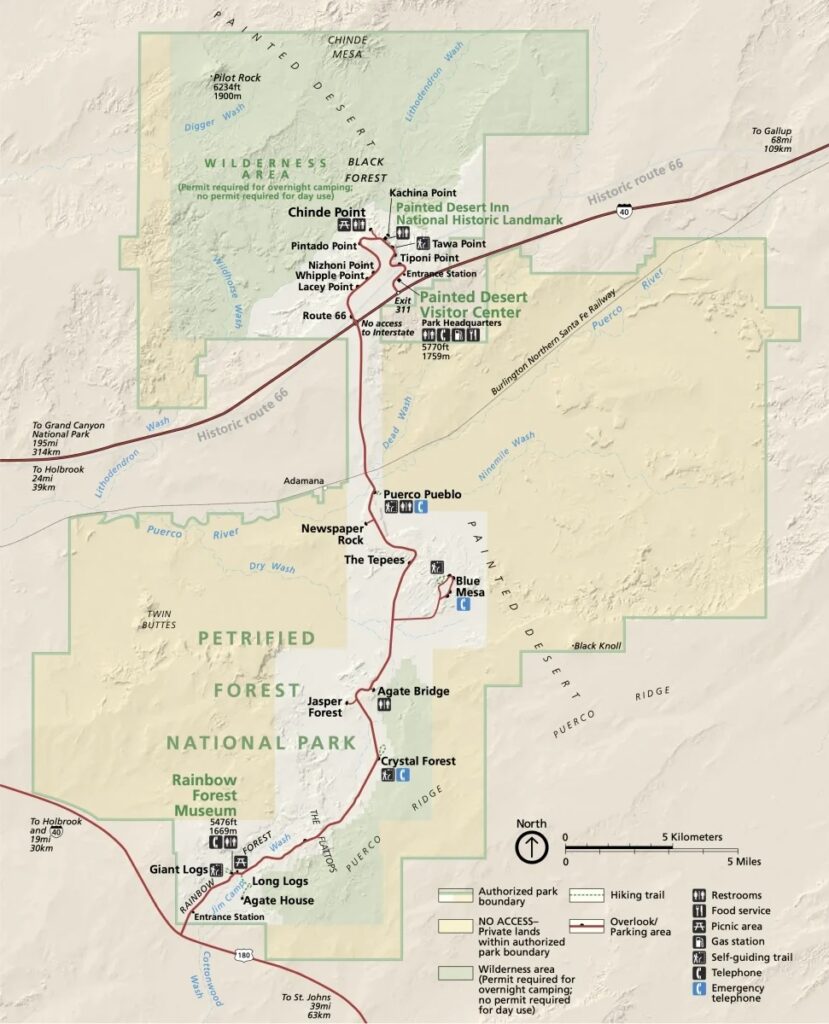 Map of Petrified Forest National Park.