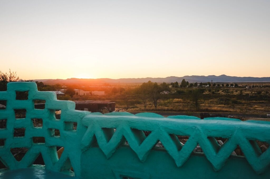 A sunset viewed from the rooftop of Eve's Garden Bed & Breakfast in Marathon, Texas.